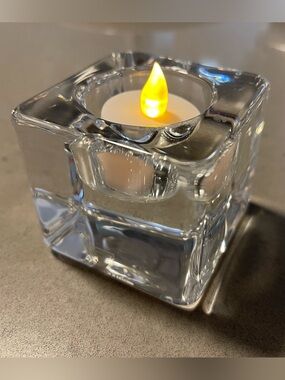 Vintage Orrefors Ice Cube Crystal Votive Candle Holder by Goran Warff